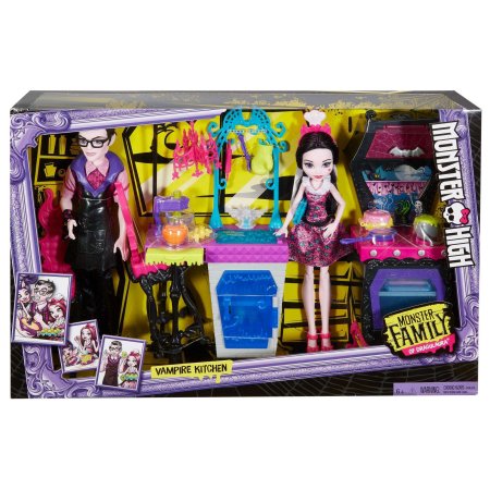 Coffret de jeu Monster High Monster Family Vampire Kitchen et 2 poupées