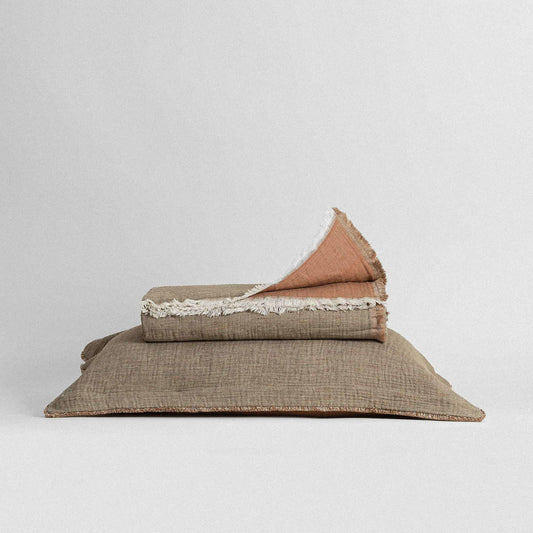 Muna Organic Cotton Single Bedspread Set Inject Green-Cream