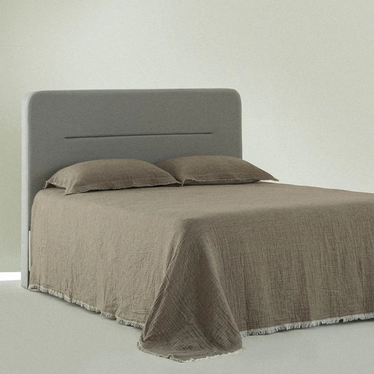 Muna Double Bedspread 100% Organic Cotton Inject Bordeaux -Anthracite 230x250 Cm