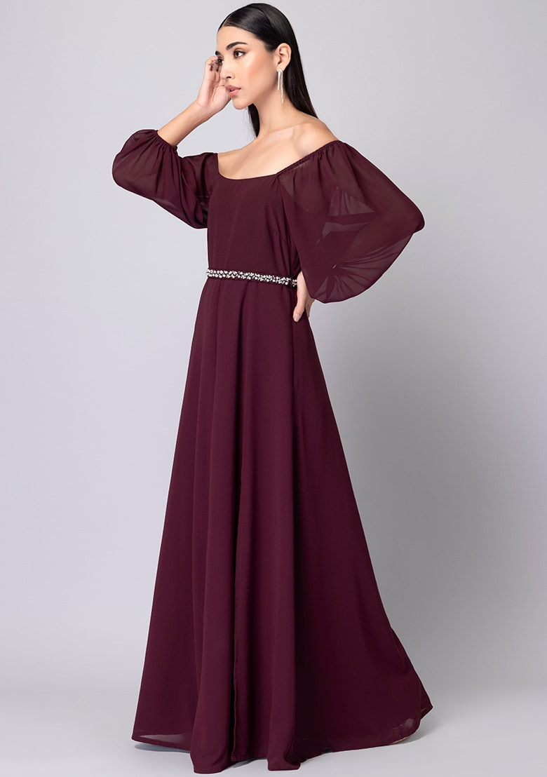 Puff Sleeve Dress with Embellished Belt